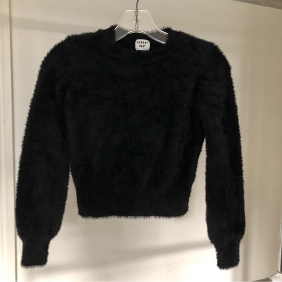 Sunday Best Kiten Sweater Fuzzy Black Sweatshirt XXS Aritzia - Picture 5 of 5
